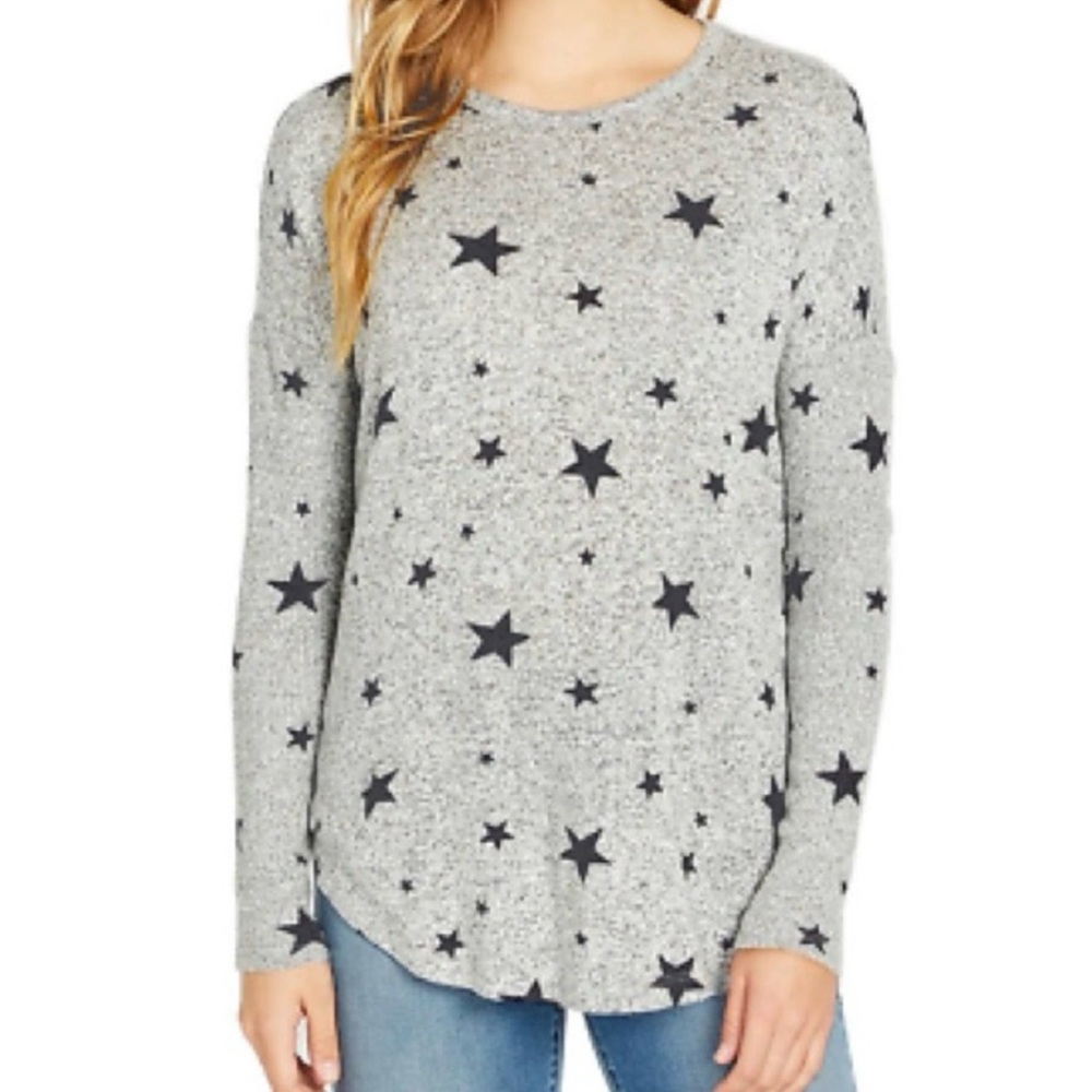 Buffalo by David Bitton Grey Black Star Print Top Size Small